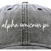 imageDALIX Alpha Omicron Pi Cursive Hat Fraternity Womens Embroidered CapWashed Black