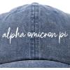 imageDALIX Alpha Omicron Pi Cursive Hat Fraternity Womens Embroidered CapWashed Navy Blue