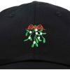 imageDALIX Christmas Holidays Mistletoe Hat Womens Embroidered Baseball CapBlack