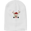 imageDALIX Christmas Peeping Rudolph Beanie Warm Winter Cap Embroidered HatWhite