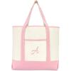 imageDALIX Womens Cotton Canvas Tote Bag Large Shoulder Bags Pink Monogram A  ZA