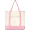 imageDALIX Womens Cotton Canvas Tote Bag Large Shoulder Bags Pink Monogram A  ZC