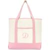 imageDALIX Womens Cotton Canvas Tote Bag Large Shoulder Bags Pink Monogram A  ZD