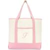 imageDALIX Womens Cotton Canvas Tote Bag Large Shoulder Bags Pink Monogram A  ZF
