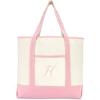 imageDALIX Womens Cotton Canvas Tote Bag Large Shoulder Bags Pink Monogram A  ZH