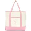 imageDALIX Womens Cotton Canvas Tote Bag Large Shoulder Bags Pink Monogram A  ZI
