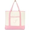 imageDALIX Womens Cotton Canvas Tote Bag Large Shoulder Bags Pink Monogram A  ZJ