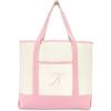 imageDALIX Womens Cotton Canvas Tote Bag Large Shoulder Bags Pink Monogram A  ZK