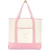 imageDALIX Womens Cotton Canvas Tote Bag Large Shoulder Bags Pink Monogram A  ZL