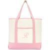 imageDALIX Womens Cotton Canvas Tote Bag Large Shoulder Bags Pink Monogram A  ZR