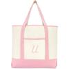 imageDALIX Womens Cotton Canvas Tote Bag Large Shoulder Bags Pink Monogram A  ZU