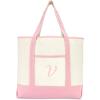 imageDALIX Womens Cotton Canvas Tote Bag Large Shoulder Bags Pink Monogram A  ZV