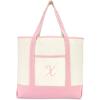 imageDALIX Womens Cotton Canvas Tote Bag Large Shoulder Bags Pink Monogram A  ZX