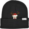 imageDALIX Christmas Peeping Rudolph Beanie Warm Winter Cap Embroidered HatBlack