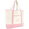 imageDALIX Womens Cotton Canvas Tote Bag Large Shoulder Bags Pink Monogram A  ZA