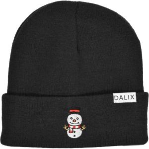 imageChristmas Cute Snowman Beanie Warm Winter Cap Embroidered HatBlack