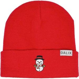 imageChristmas Cute Snowman Beanie Warm Winter Cap Embroidered HatRed