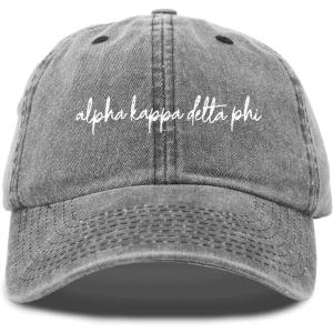 imageDALIX Alpha Kappa Delta Phi Cursive Sorority Hat Womens Baseball CapWashed Black