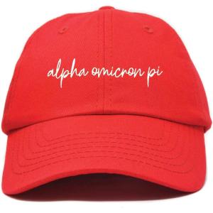 imageDALIX Alpha Omicron Pi Cursive Hat Fraternity Womens Embroidered CapRed