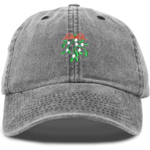 imageDALIX Christmas Holidays Mistletoe Hat Womens Embroidered Baseball CapBlack Vintage