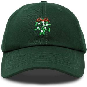 imageDALIX Christmas Holidays Mistletoe Hat Womens Embroidered Baseball CapDark Green