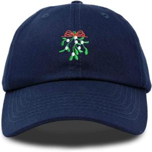 imageDALIX Christmas Holidays Mistletoe Hat Womens Embroidered Baseball CapNavy Blue