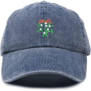 imageDALIX Christmas Holidays Mistletoe Hat Womens Embroidered Baseball CapNavy Blue Vintage