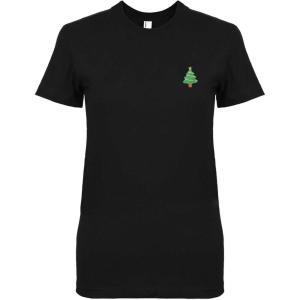 imageDALIX Christmas Xmas Tree TShirt Womens Embroidered ShirtBlack