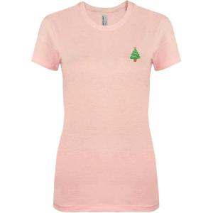 imageDALIX Christmas Xmas Tree TShirt Womens Embroidered ShirtLight Pink