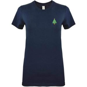 imageDALIX Christmas Xmas Tree TShirt Womens Embroidered ShirtNavy Blue
