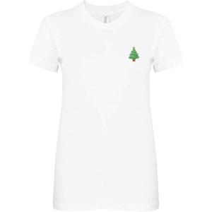 imageDALIX Christmas Xmas Tree TShirt Womens Embroidered ShirtWhite
