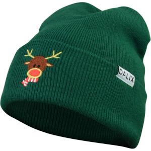 imageDALIX Rudolph Beanie Christmas Holiday Winter Stocking HatGreen