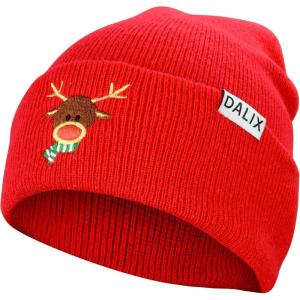 imageDALIX Rudolph Beanie Christmas Holiday Winter Stocking HatRed