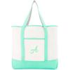 imageDALIX Monogram Tote Bag For Women Open Top Mint Green Personalized Letter AZA