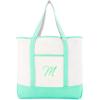imageDALIX Monogram Tote Bag For Women Open Top Mint Green Personalized Letter AZM