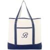 imageDALIX Personalized Tote Bag For Women Monogram Initial Open Top Navy Blue AZB