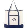 imageDALIX Personalized Tote Bag For Women Monogram Initial Open Top Navy Blue AZD
