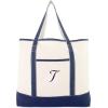 imageDALIX Personalized Tote Bag For Women Monogram Initial Open Top Navy Blue AZT