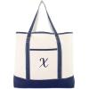 imageDALIX Personalized Tote Bag For Women Monogram Initial Open Top Navy Blue AZX