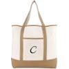 imageDALIX Womens Natural Tote Bag Shoulder Bags Brown With Monogram Letter A  ZC