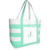 imageDALIX Monogram Beach Bag and Totes for Women Personalized Gifts Mint Green A ZS