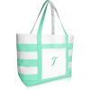 imageDALIX Monogram Beach Bag and Totes for Women Personalized Gifts Mint Green A ZT