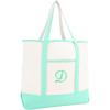 imageDALIX Monogram Tote Bag For Women Open Top Mint Green Personalized Letter AZD