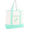 imageDALIX Monogram Tote Bag For Women Open Top Mint Green Personalized Letter AZF