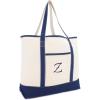 imageDALIX Personalized Tote Bag For Women Monogram Initial Open Top Navy Blue AZZ