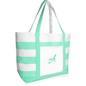 imageDALIX Monogram Beach Bag and Totes for Women Personalized Gifts Mint Green A ZA