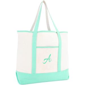 imageDALIX Monogram Tote Bag For Women Open Top Mint Green Personalized Letter AZA
