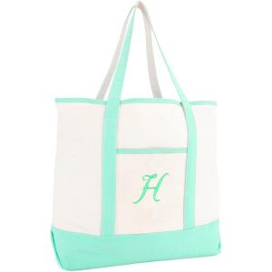imageDALIX Monogram Tote Bag For Women Open Top Mint Green Personalized Letter AZH