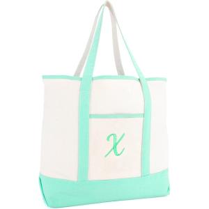 imageDALIX Monogram Tote Bag For Women Open Top Mint Green Personalized Letter AZX
