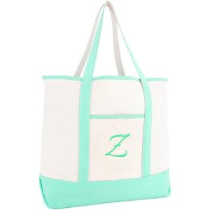 imageDALIX Monogram Tote Bag For Women Open Top Mint Green Personalized Letter AZZ